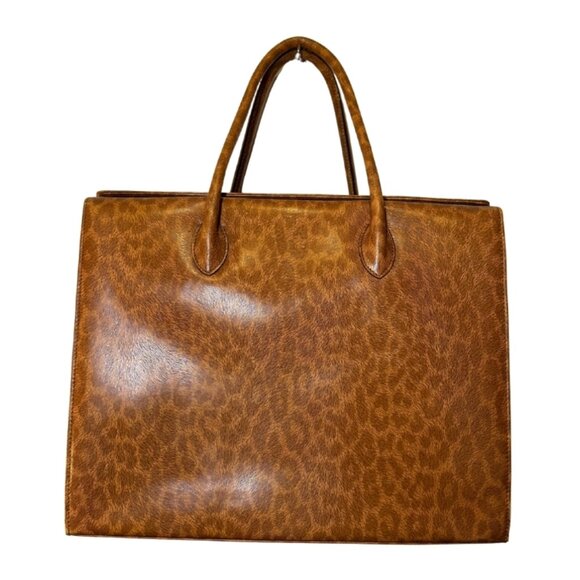Vintage Escada Leopard Print Structured Briefcase - Picture 3 of 11